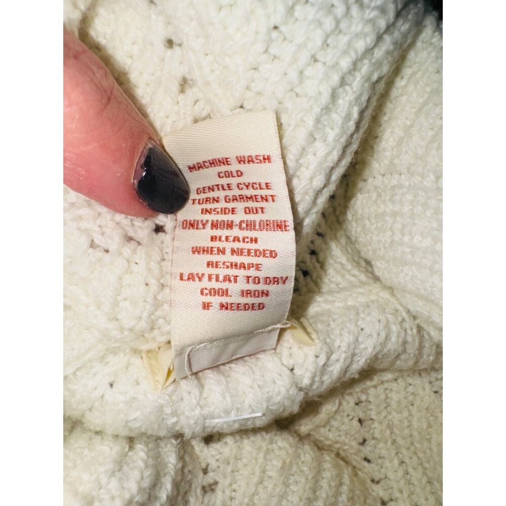 Sundance White Cable Knit Turtleneck Sweater L Cotton/Silk Fisherman Quiet Luxur - Picture 7 of 8